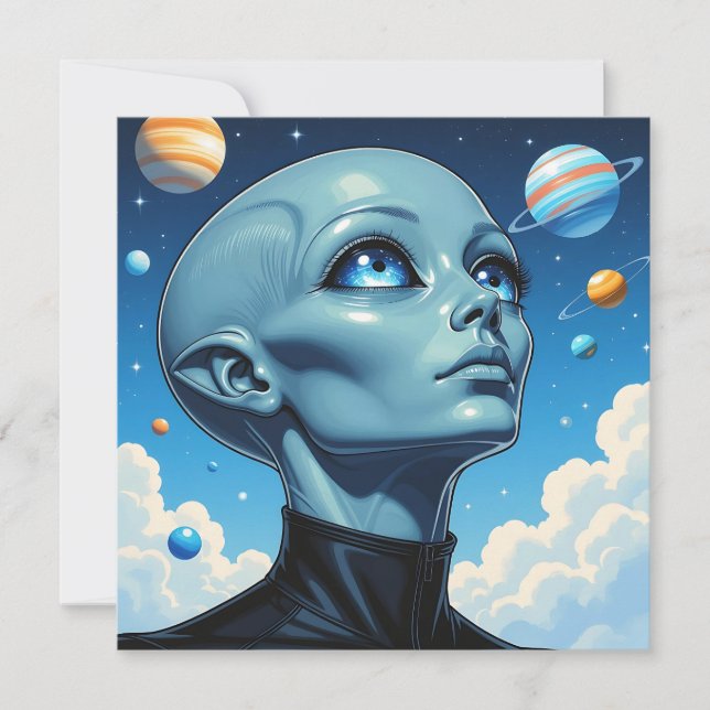 Carte Beau Alien extra-terrestre Être (Devant)