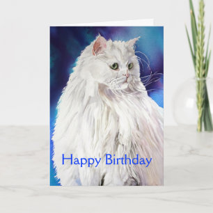 Carte Beau Amoureux des chats blanc heureux voeux d'anni