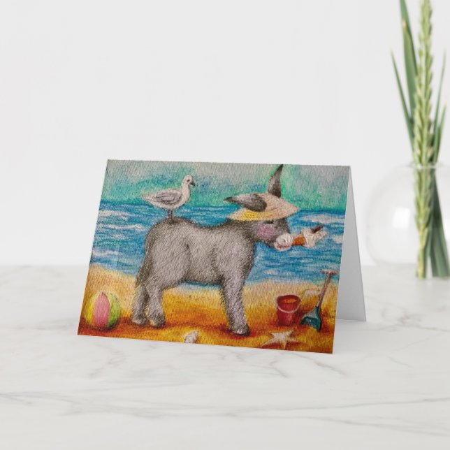 Carte Beau âne de plage (Devant)