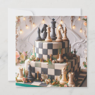 CARTE BEAU BLACK & WHITE CHESS THEMEME BANNIER GÂTEAU