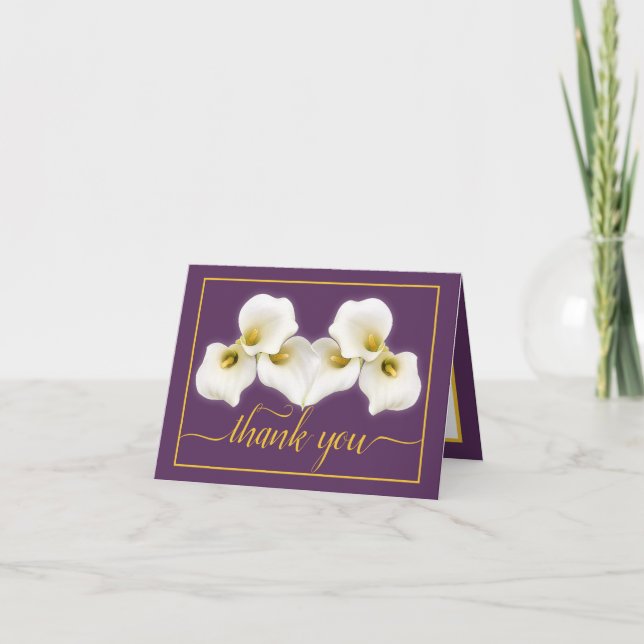 Carte Beau Blanc Calla Lilies Floral Chic Merci (Devant)