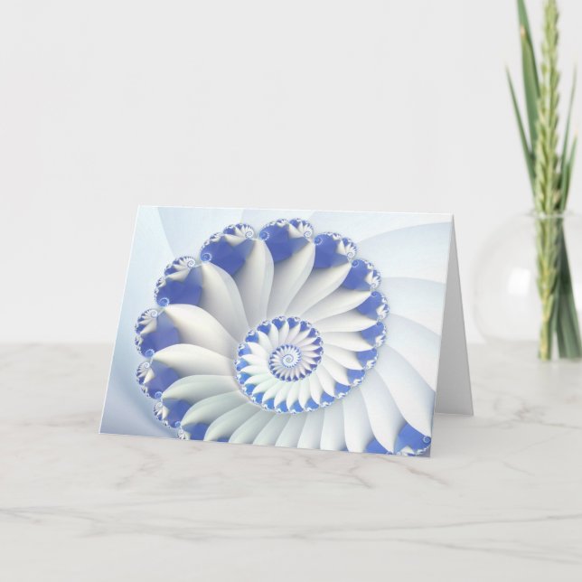 Carte Beau Bleu & Blancs Coquille Art Fractal fin (Devant)