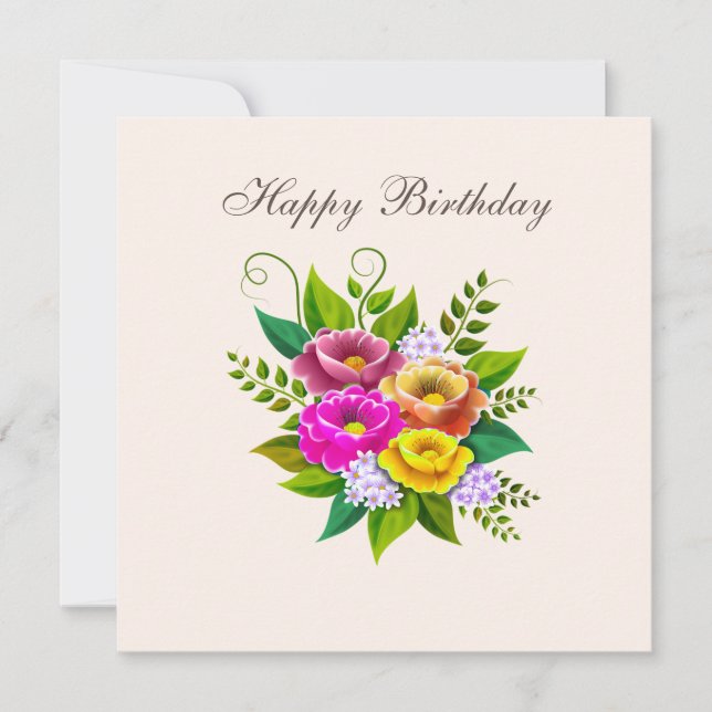Carte Beau Bouquet de fleurs colorées (Devant)