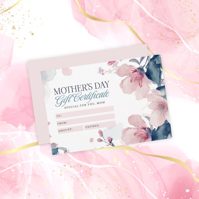 Carte Beau certificat cadeau de fête des mères florales (Créateur téléchargé)