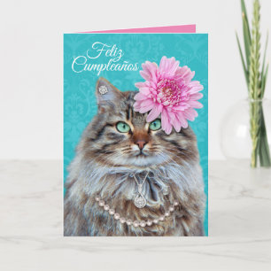 Carte Beau Chat-Espagnol Purrfecto Anniversaire