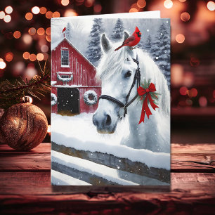 Carte Beau Cheval de Vacances avec Cardinal Personnalisé