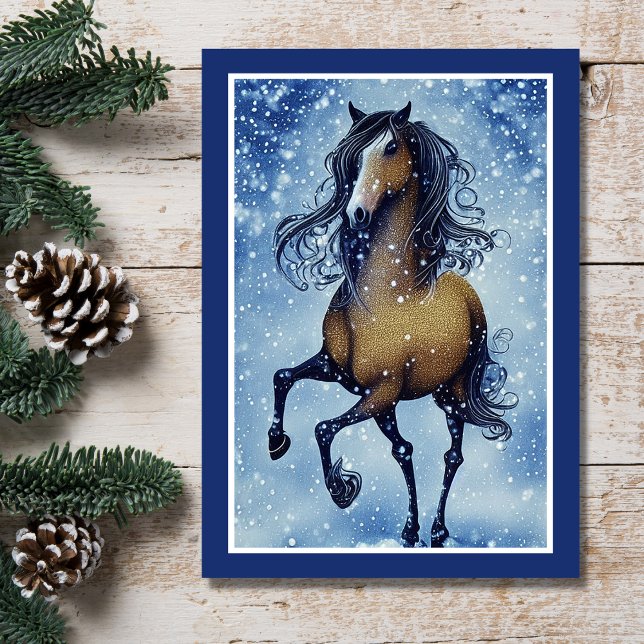 Carte Beau Cheval Whimsical Hivernal Anniversaire (Créateur téléchargé)