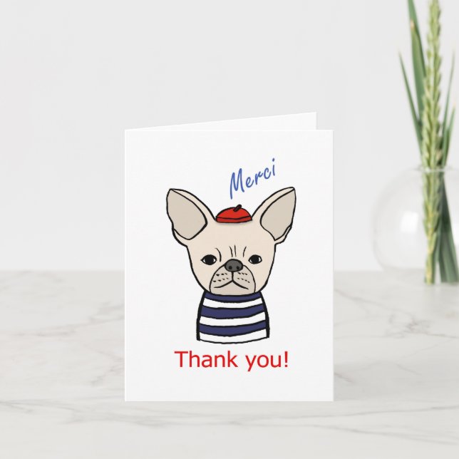 Carte Beau Chien Français Merci Beaucoup Merci (Devant)
