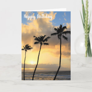 Carte Beau coucher de soleil de Maui et palmiers Anniver