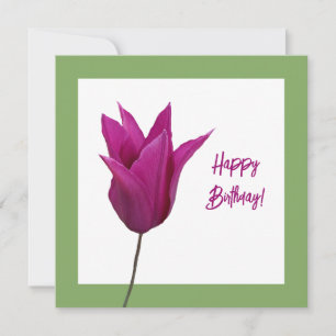 Carte Beau Joyeux Anniversaire rose chaud tulip floral