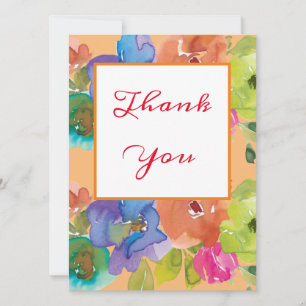 Carte Beau Merci Pastel Aquarelle Fleurs