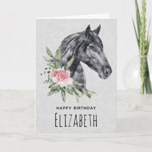 Carte Beau Portrait De Tête De Cheval Aquarelle Annivers