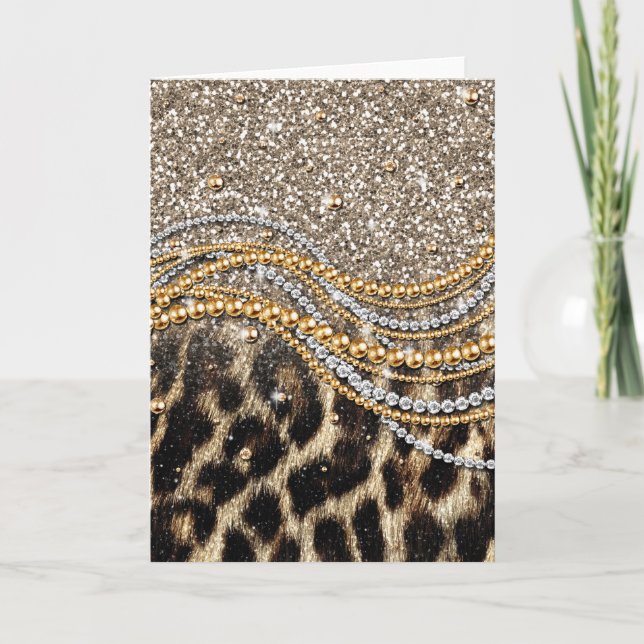 Carte Beau Poster de animal tendance Leopard Faux (Devant)