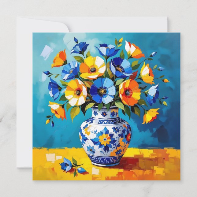 Carte Beau Vase de fleurs vierge (Devant)
