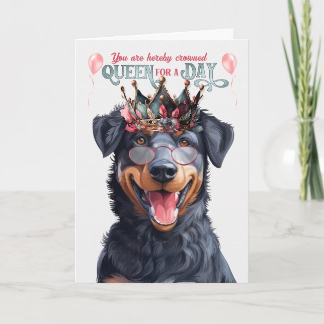 Carte Beauceron Dog Queen pour jour drôle anniversaire (Devant)