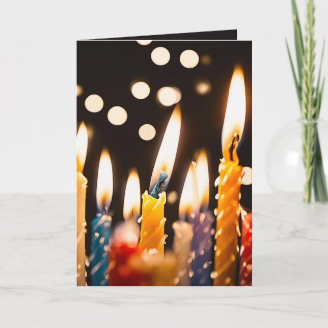 Carte Beaucoup de bougies d'anniversaire sur un gâteau (Devant)