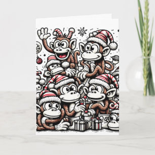 Carte Beaucoup de singes de Noël