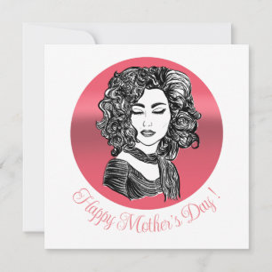 Carte Beauté de cheveux bouclés - fête des mères