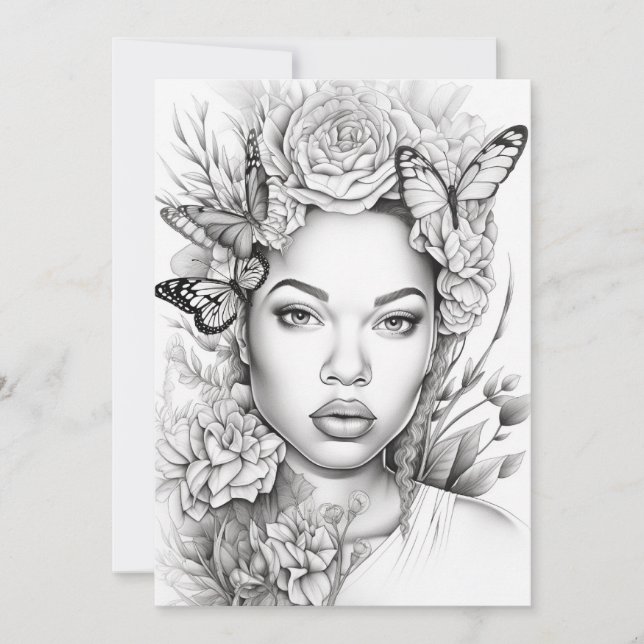 Carte Beauté des papillons Afro | Couleur de votre propr (Devant)