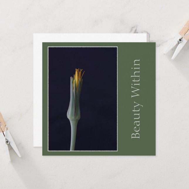 Carte Beauté Intérieure Élégantes Fleurs Tons Jaunes et  (Devant/Arrière en situation)