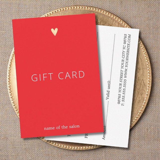 Carte Beauté simple et élégante au cœur rouge, blanc et  (Créateur téléchargé)