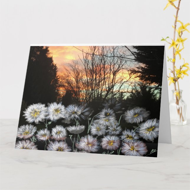 Carte Beautiful, Fresh Daisies Against A Winter (Fleur jaune)