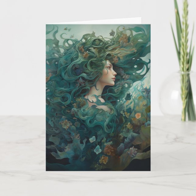 Carte Beautiful Mermaid Whimsical painting (Devant)