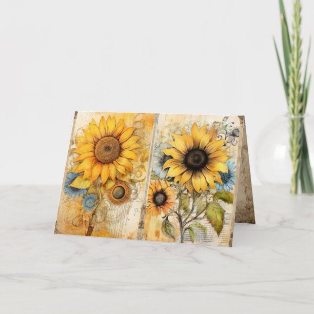 Carte Beautiful sunflowers folded greeting card (Devant)