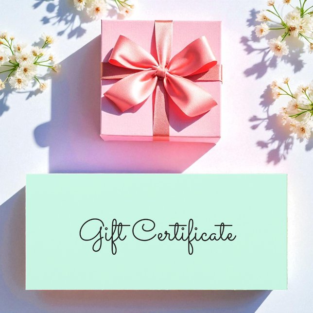 Carte Beauty Mint Green Business Cadeau Certificat (Créateur téléchargé)