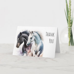 Carte Beaux Chevaux à l'Aquarelle Merci