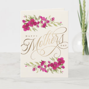 Carte Beaux floraux aquarelle écriture Fête des Mères C