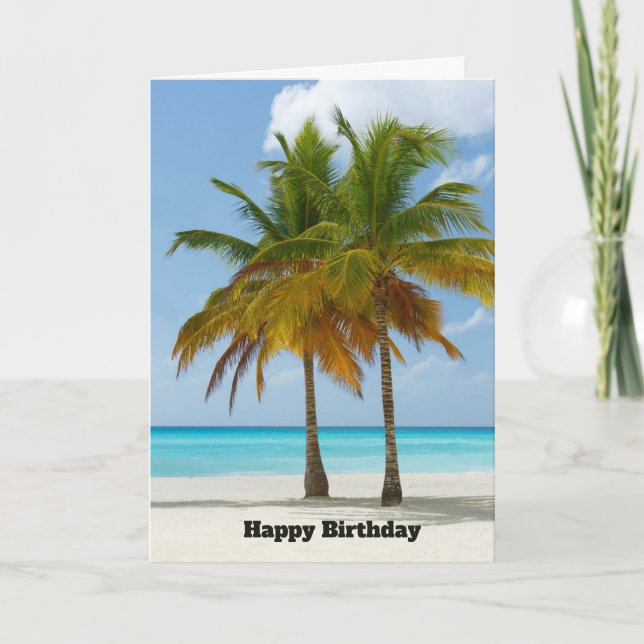 Carte Beaux palmiers sur une plage tropicale Anniversair (Devant)