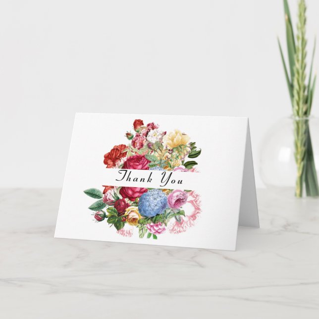 Carte Beaux Roses avec Hydrangea Merci Floral (Devant)