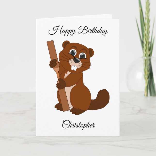 Carte Beaver Design Personnalisé Anniversaire (Devant)