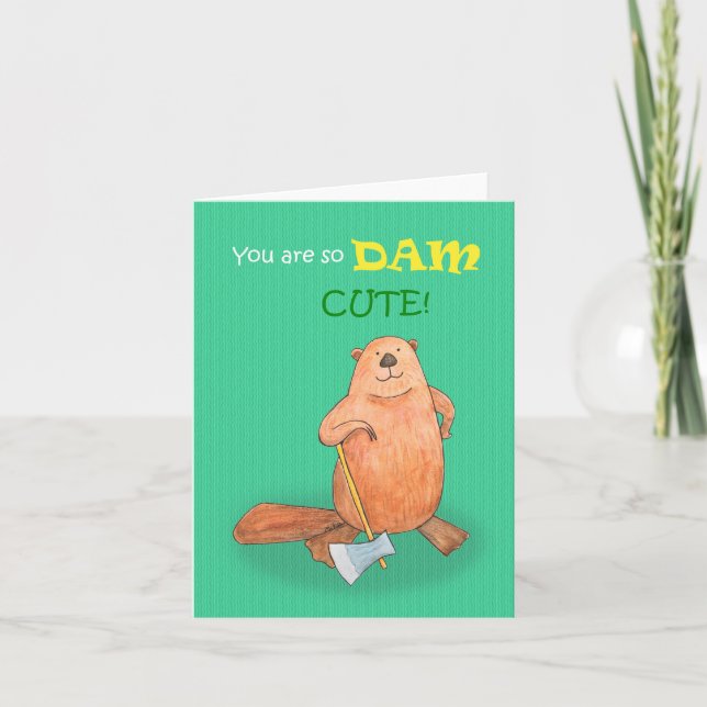 Carte Beaver Je t'aime Funny anniversaire Valentines jou (Devant)