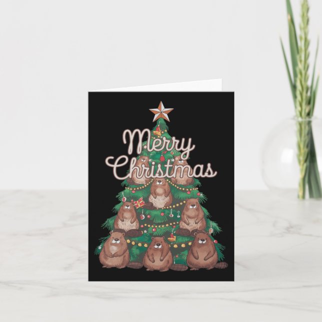Carte Beaver Xmas Tree Beaver Christmas Tree Joyeux Chri (Devant)