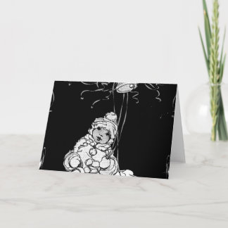 Carte Bébé afro-américain avec cloches et rubans