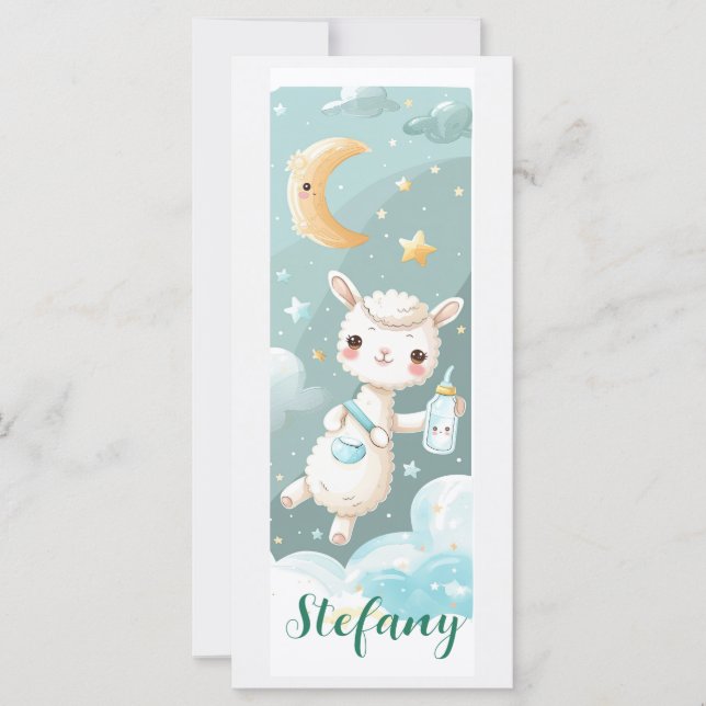 Carte Bébé Alpaca aquarelle Signet personnalisé (Devant)