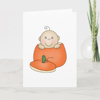 Carte Bébé blanc en Citrouille