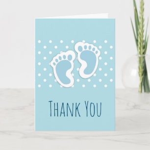 Carte Bébé bleu mou Pieds de garçon Illustration Merci