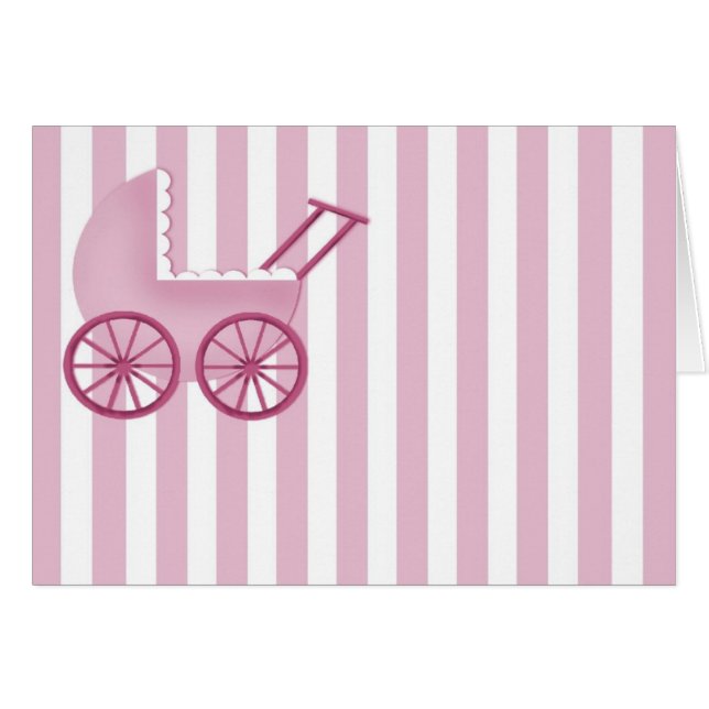 Carte Bébé Buggy (Rose) (Devant Horizontal)