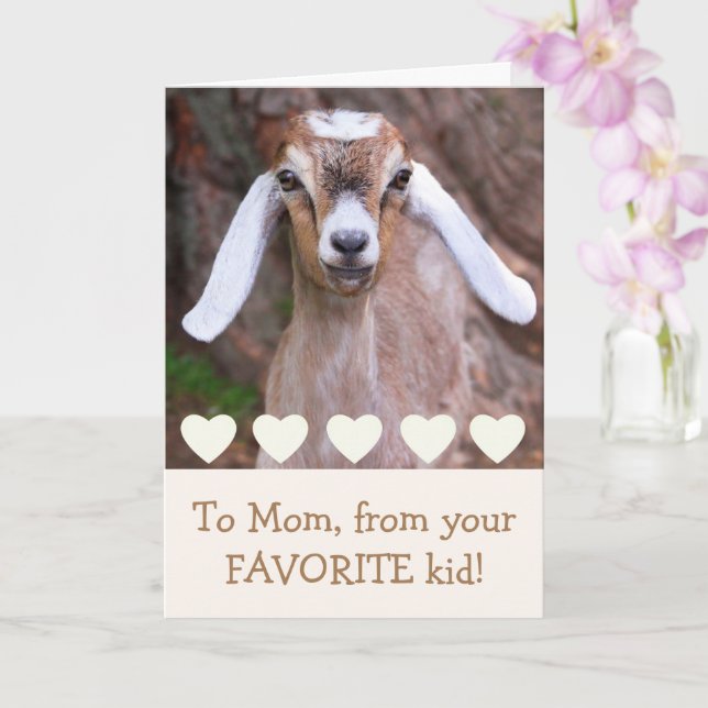 Carte Bébé Chèvre et coeur Fête des mères (Orchidée)