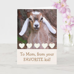 Carte Bébé Chèvre et coeur Fête des mères