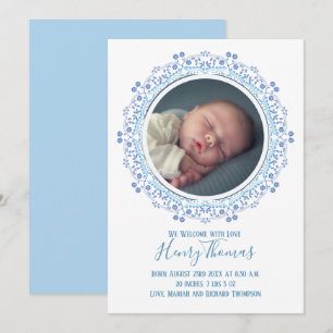Carte Bébé classique Garçon bleu Photo Simply Sweet