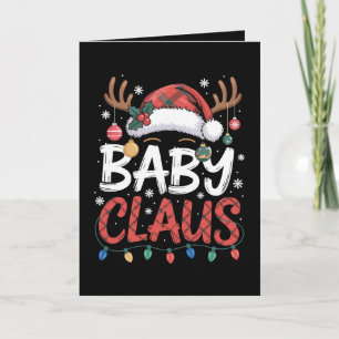 Carte Bébé Claus Noël Chapeau de Santa Bois de Cerf Lumi