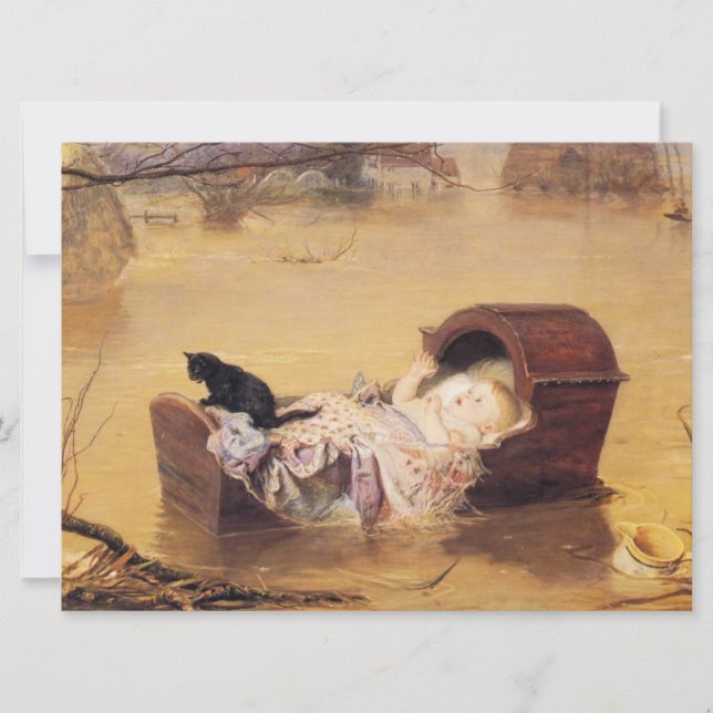 Carte Bébé dans un lit bébé pendant une inondation (par  (Devant)