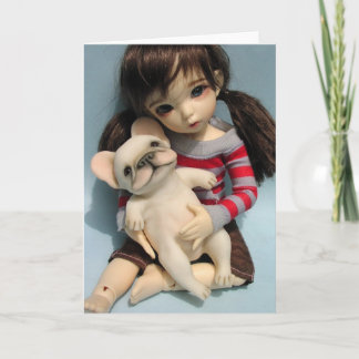 Carte Bébé de bouledogue français - sculpture 2 en