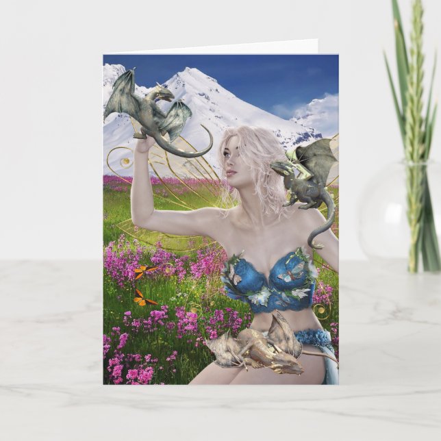 Carte Bébé Dragons et Imaginaire de la fée (Devant)