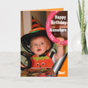 Carte Bébé en chapeau de sorcière et jeu de lancer de Ha