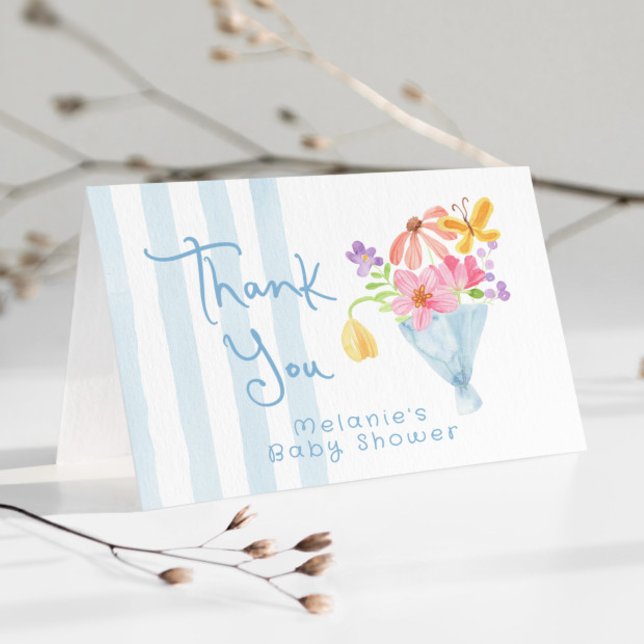 Carte Bébé en fleur Merci floral blanc (Créateur téléchargé)